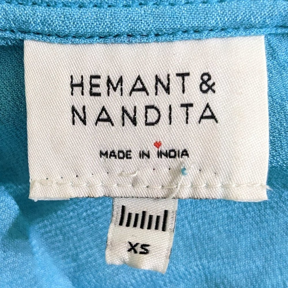 HEMANT AND NANDITA Kefi One Shoulder Mini Dress in Blue & Pink - size XS NWOT - Picture 12 of 15